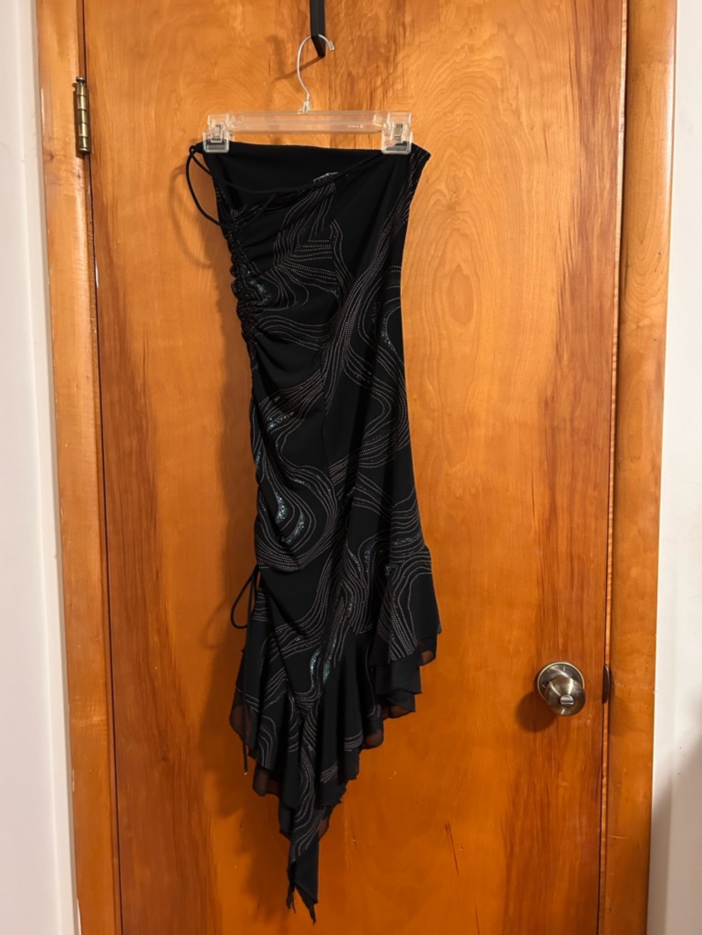 Asymmetrical Black Ruched Evening Dress